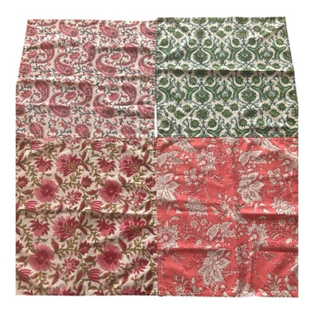 Set of 4 Indian block print style napkins